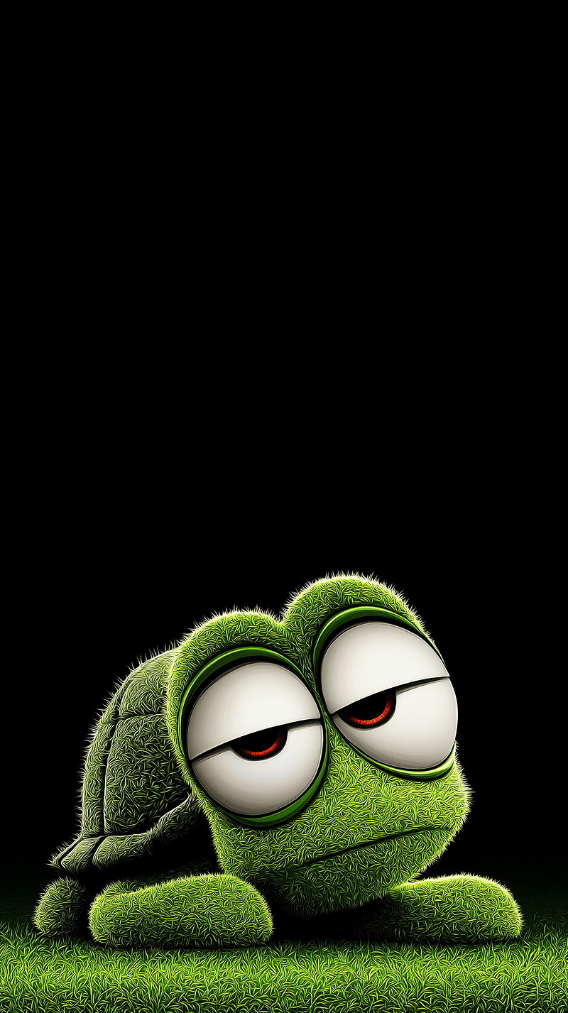 Cute Sleepy Baby Turtle Android Wallpaper – Lazy Cartoon Turtle Minimal Dark Background Wallpaper | Picmaze