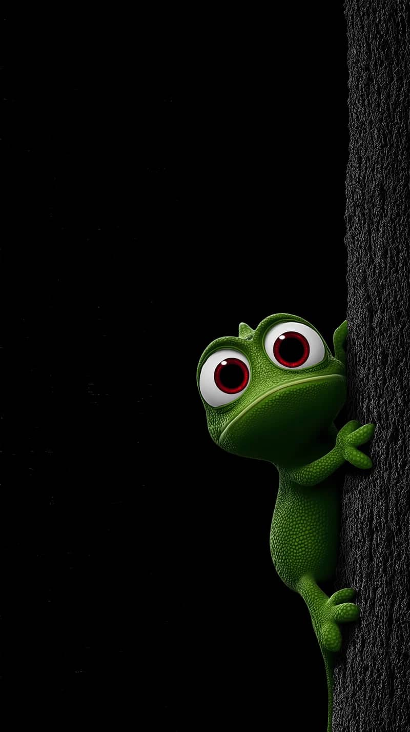 Cute Chameleon with Red Eyes Dark Minimal Wallpaper Wallpaper | Picmaze