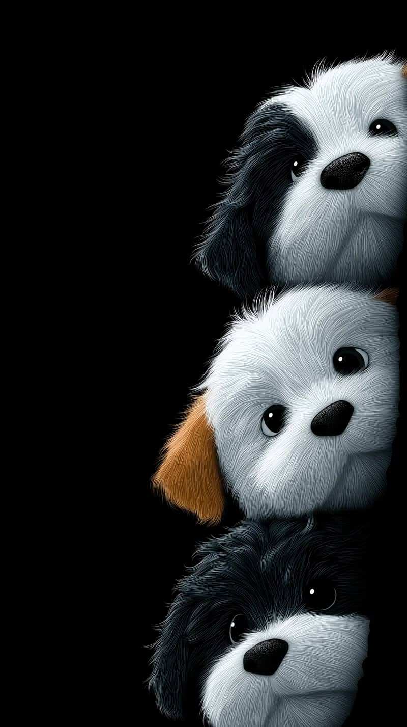Cute Puppy Peeking Minimal Black Background 4K Wallpaper - Dogs wallpaper mobile Wallpaper | Picmaze