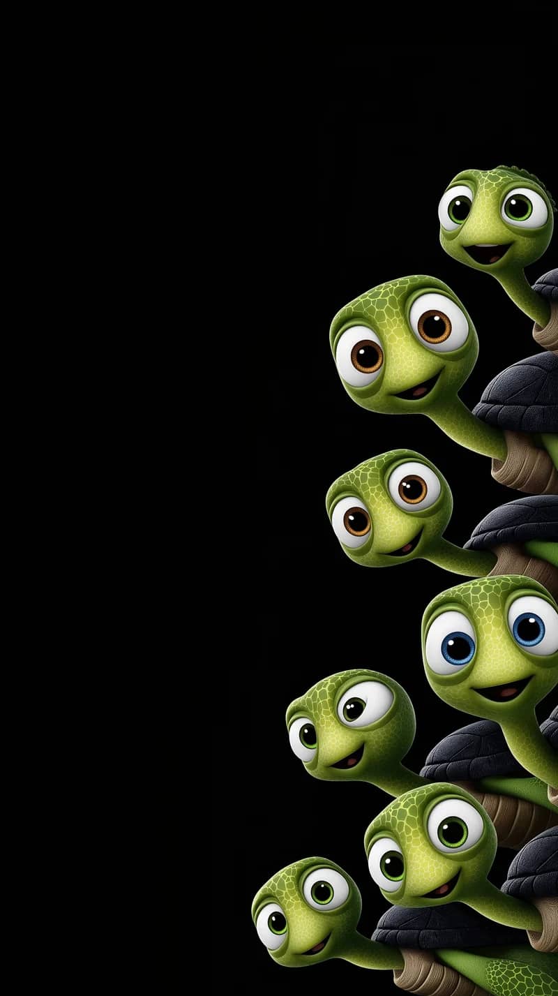 Cute Turtle Stack Wallpaper 4K Minimal Dark Aesthetic - Turtle mobile Wallpaper | Picmaze
