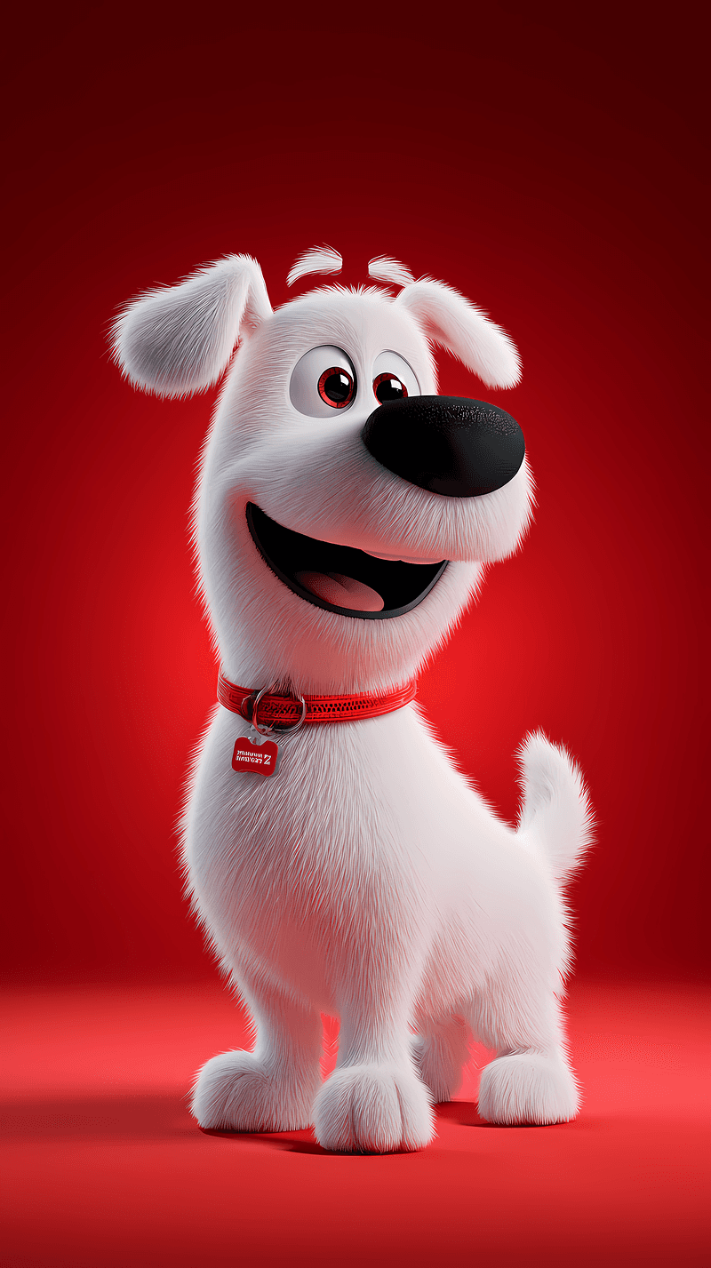 Smiling White Cartoon Puppy Android Wallpaper – Cute 3D Dog Red Background - Dogs wallpaper mobile Wallpaper | Picmaze