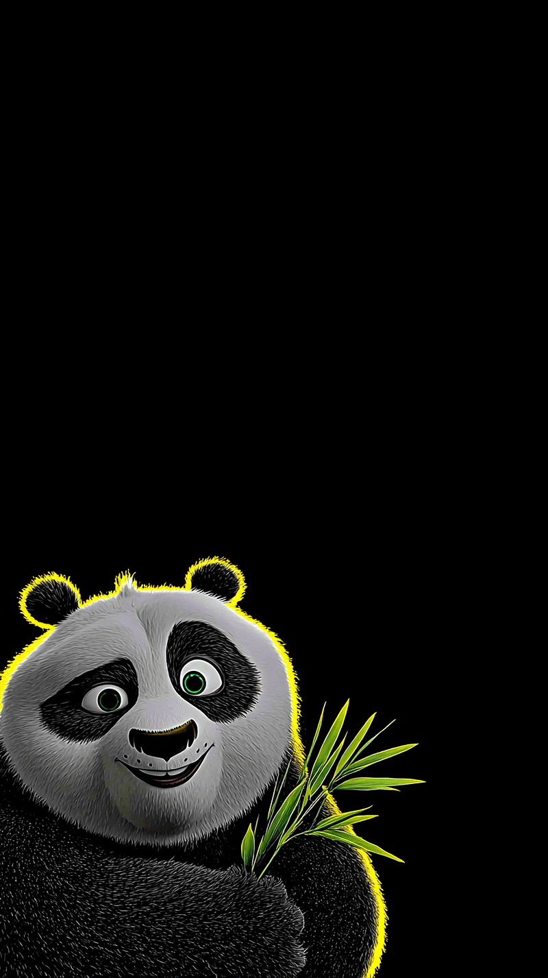 Cute Panda with Bamboo Wallpaper – Smiling Cartoon Panda Dark Android Background - Panda Wallpapers mobile Wallpaper | Picmaze