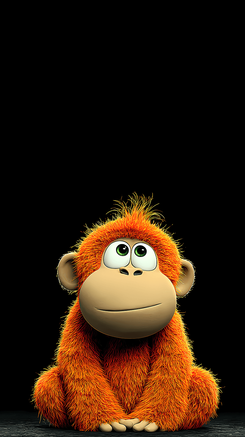 Cute Orange Cartoon Monkey 4K Wallpaper – Dark Aesthetic Animal Background - monkey mobile Wallpaper | Picmaze