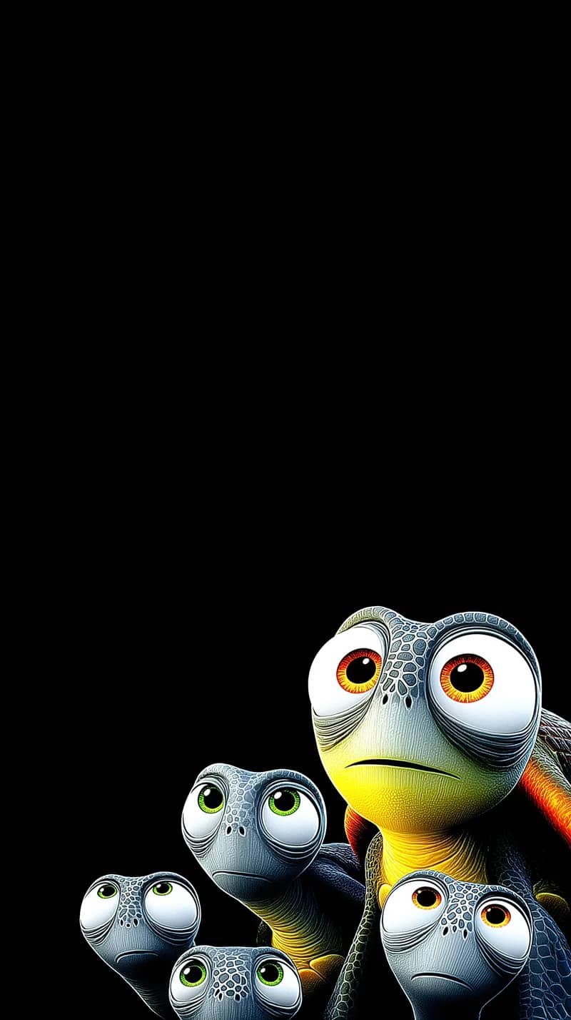 Cute Turtle Family Wallpaper 4K Dark Minimal Aesthetic - Turtle mobile Wallpaper | Picmaze