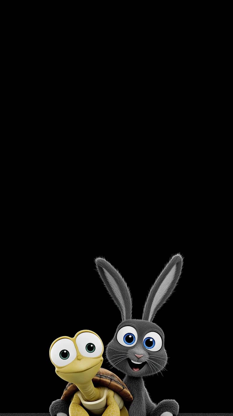 Cute Bunny and Turtle Minimal Black Background Wallpaper - 3D Wallpaper mobile Wallpaper | Picmaze
