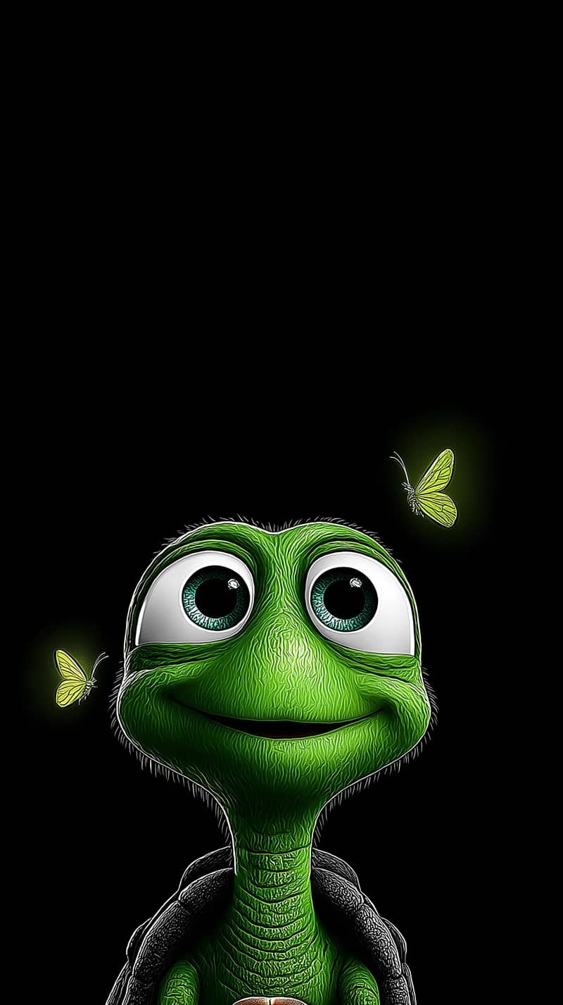 Cute Turtle Face Wallpaper with Glowing Butterflies HD - Turtle mobile Wallpaper | Picmaze