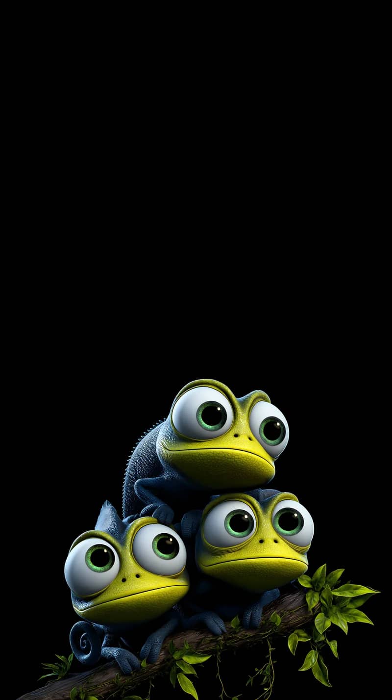 Cute Blue Green Chameleon Trio Dark Aesthetic Wallpaper Wallpaper | Picmaze