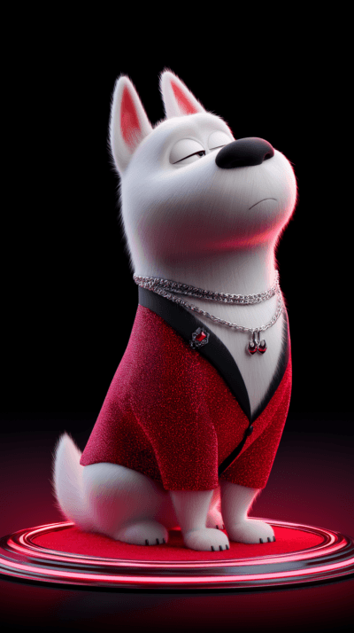 3D Cute White Dog in Red Luxury Suit AMOLED Wallpaper – Stylish Android Background - Mobile mobile Wallpaper | Picmaze