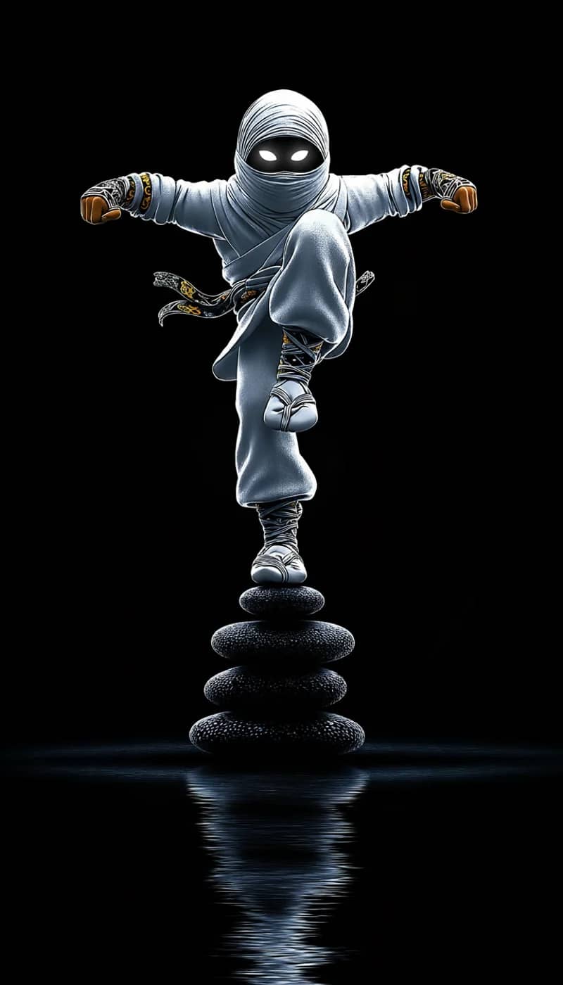 White Ninja Balance Zen Stones 4K HD Wallpaper - Ninja Wallpapers  mobile Wallpaper | Picmaze