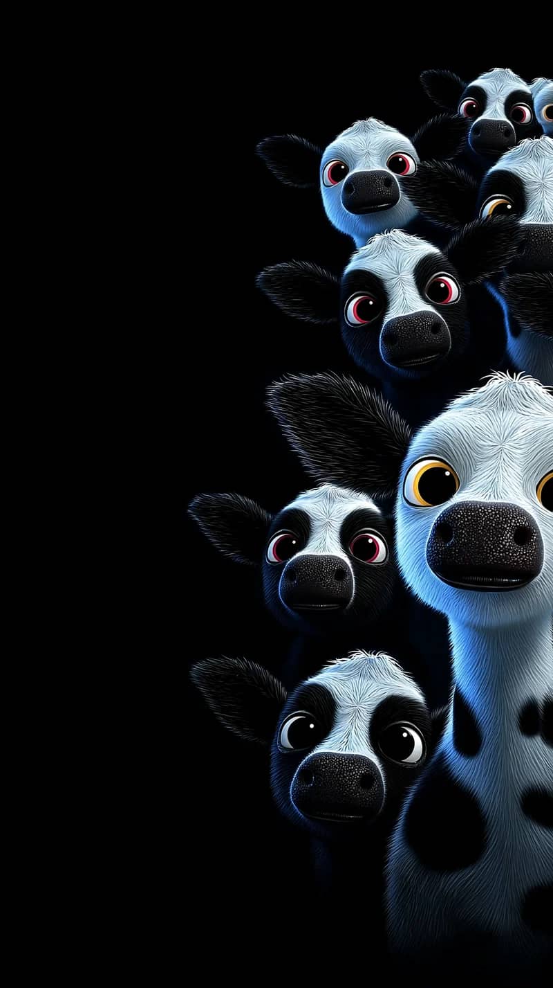 Neon Glow Baby Cow Wallpaper with Dark Aesthetic Edge Wallpaper | Picmaze