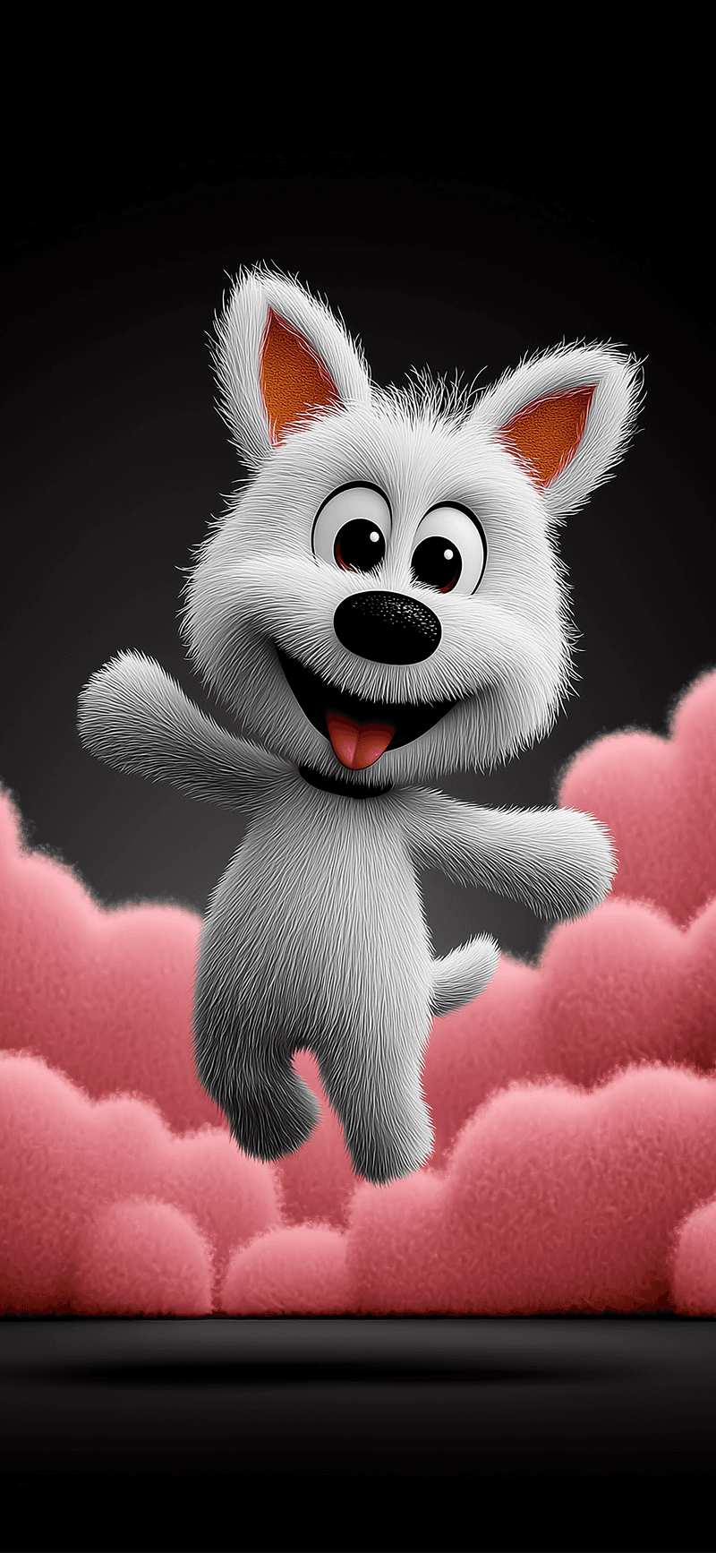 Cute White Puppy Jumping in Pink Clouds 3D Wallpaper 4K - ios wallpapers mobile Wallpaper | Picmaze