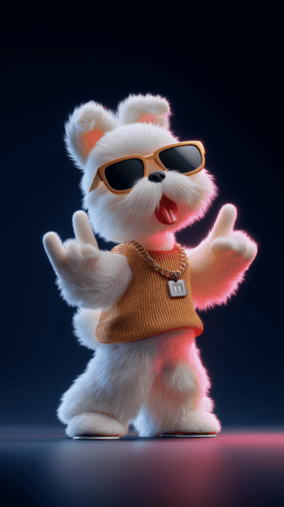 Cute White Dog with Sunglasses 3D Wallpaper – Modern Aesthetic Android Background - Mobile mobile Wallpaper | Picmaze