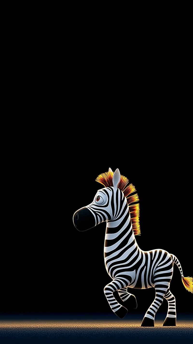 Minimal Cartoon Zebra Wallpaper with Neon Mane Glow - Zebra wallpapers mobile Wallpaper | Picmaze