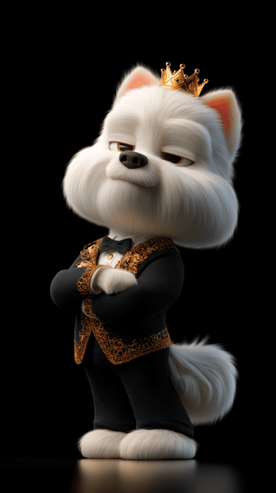 Royal Cute White Dog Crown AMOLED Wallpaper – Luxury 3D Android Background - Mobile mobile Wallpaper | Picmaze
