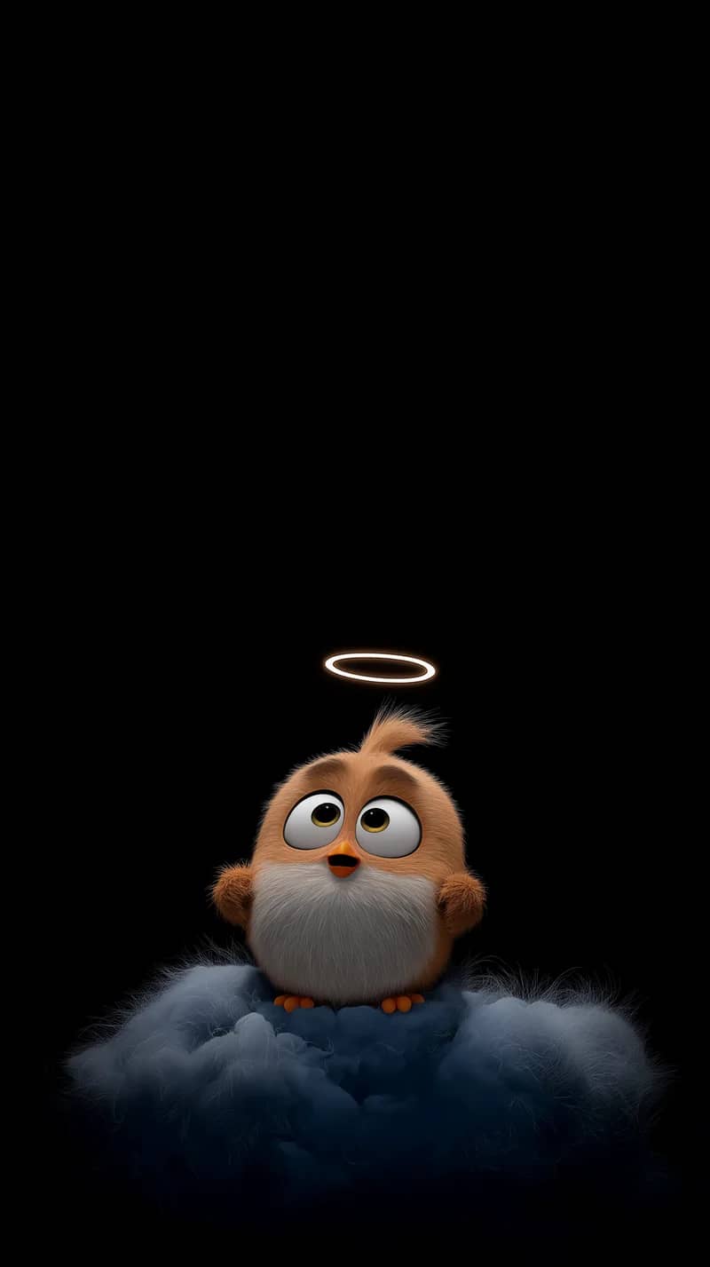 Soft Angel Chick on Cloud Dark Minimal Cute Wallpaper Wallpaper | Picmaze