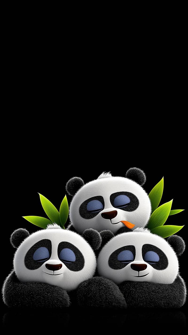 Peaceful Sleeping Panda Trio Minimal Dark Cute Wallpaper - Panda Wallpapers mobile Wallpaper | Picmaze