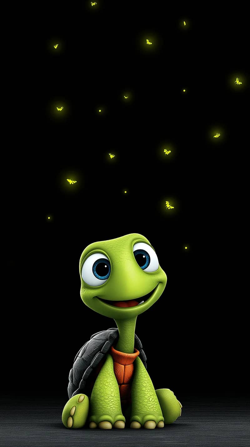 Cute Turtle Wallpaper with Fireflies Aesthetic Night Scene - Turtle mobile Wallpaper | Picmaze