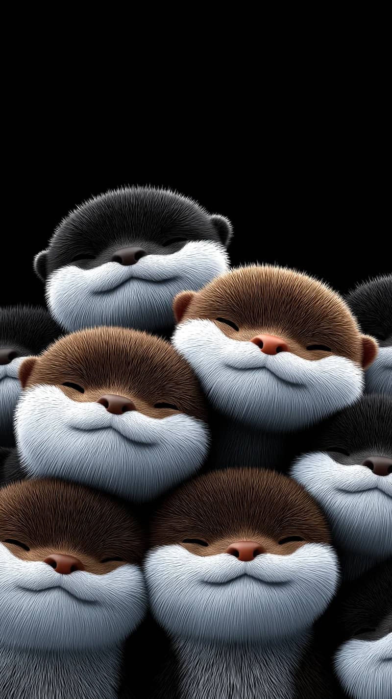 Cute Sleeping 3D Otter Wallpaper Black Background HD - Otters mobile Wallpaper | Picmaze