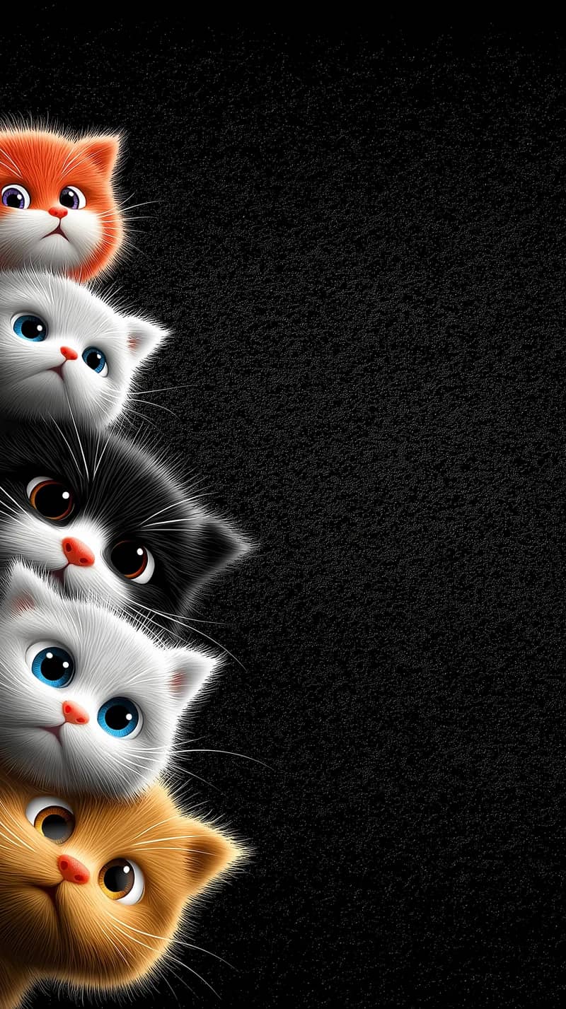 Cute Kittens Peeking Side Black Background Aesthetic Wallpaper Wallpaper | Picmaze