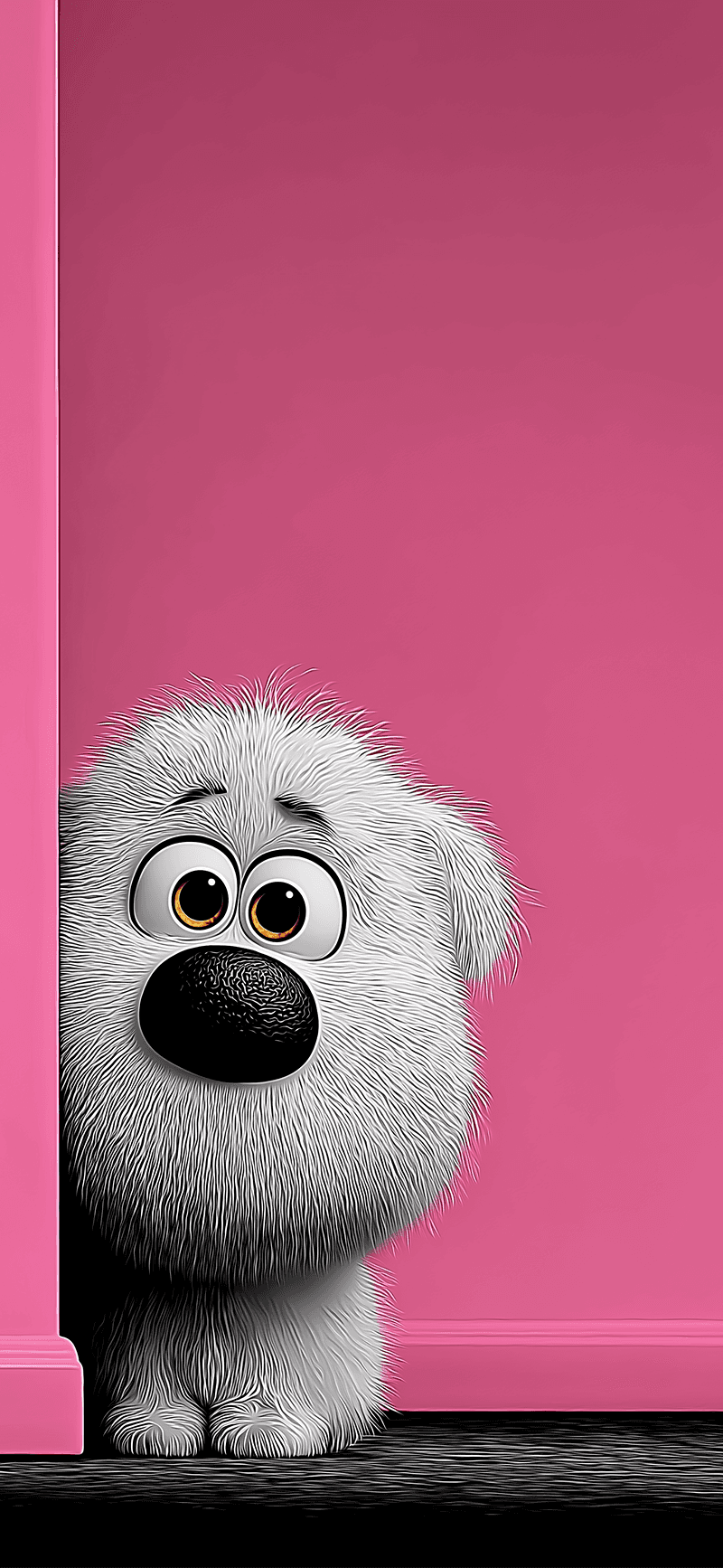 Cute Shy Puppy Peeking Pink Aesthetic 3D Wallpaper 4K - ios wallpapers mobile Wallpaper | Picmaze