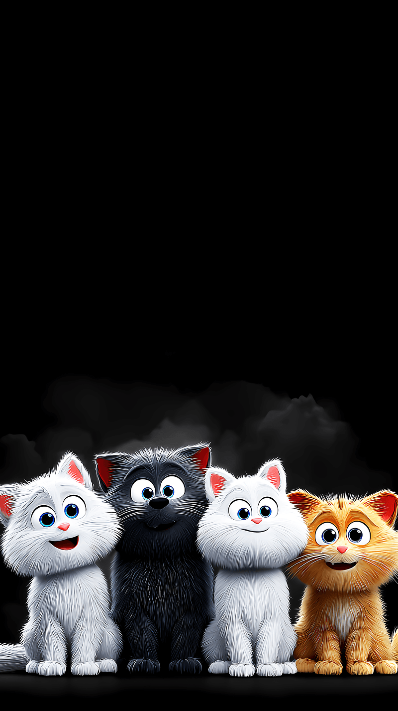 Cute Happy Cartoon Kittens Wallpaper – Smiling Fluffy Cat Friends Android Background - Cat Wallpapers mobile Wallpaper | Picmaze