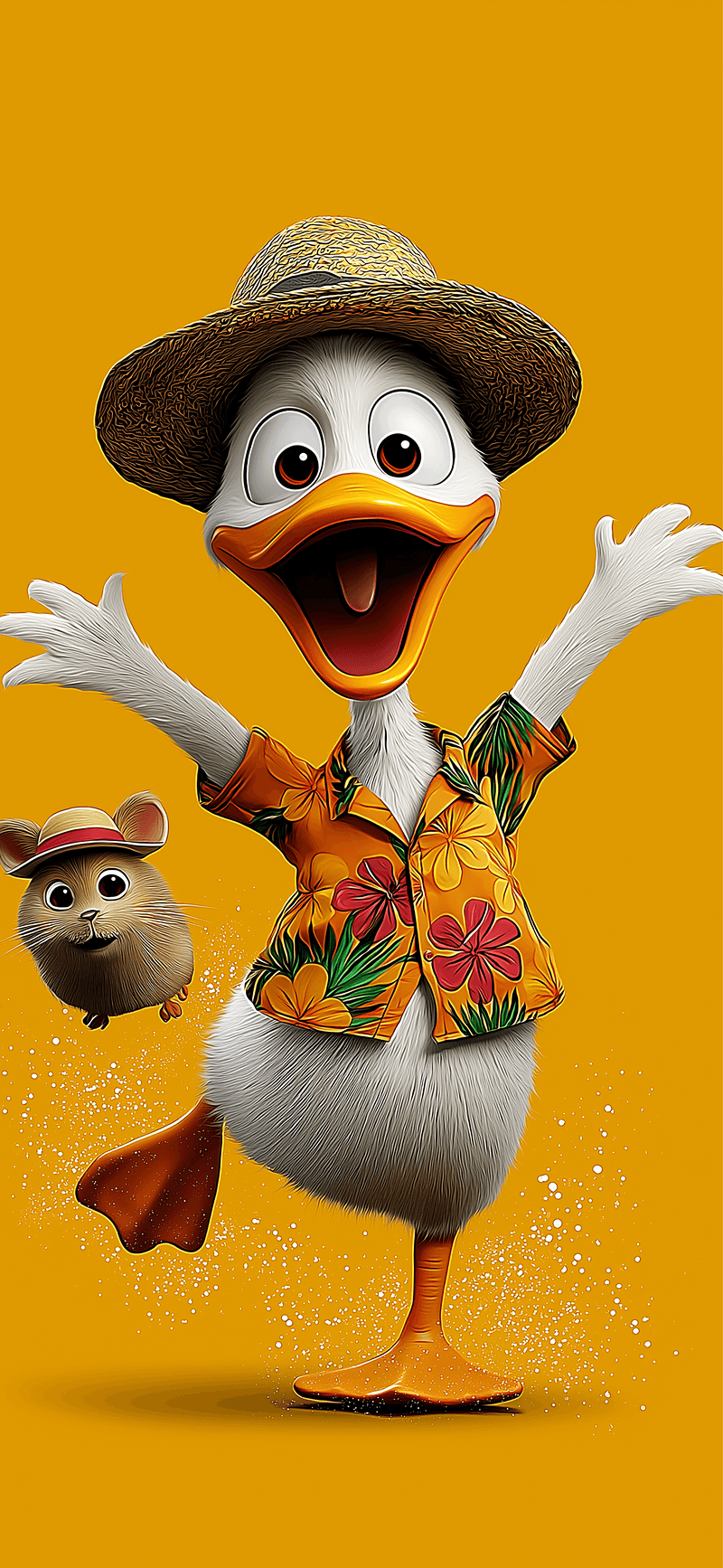 Cute Cartoon Duck Dancing Summer 3D Wallpaper - ios wallpapers mobile Wallpaper | Picmaze