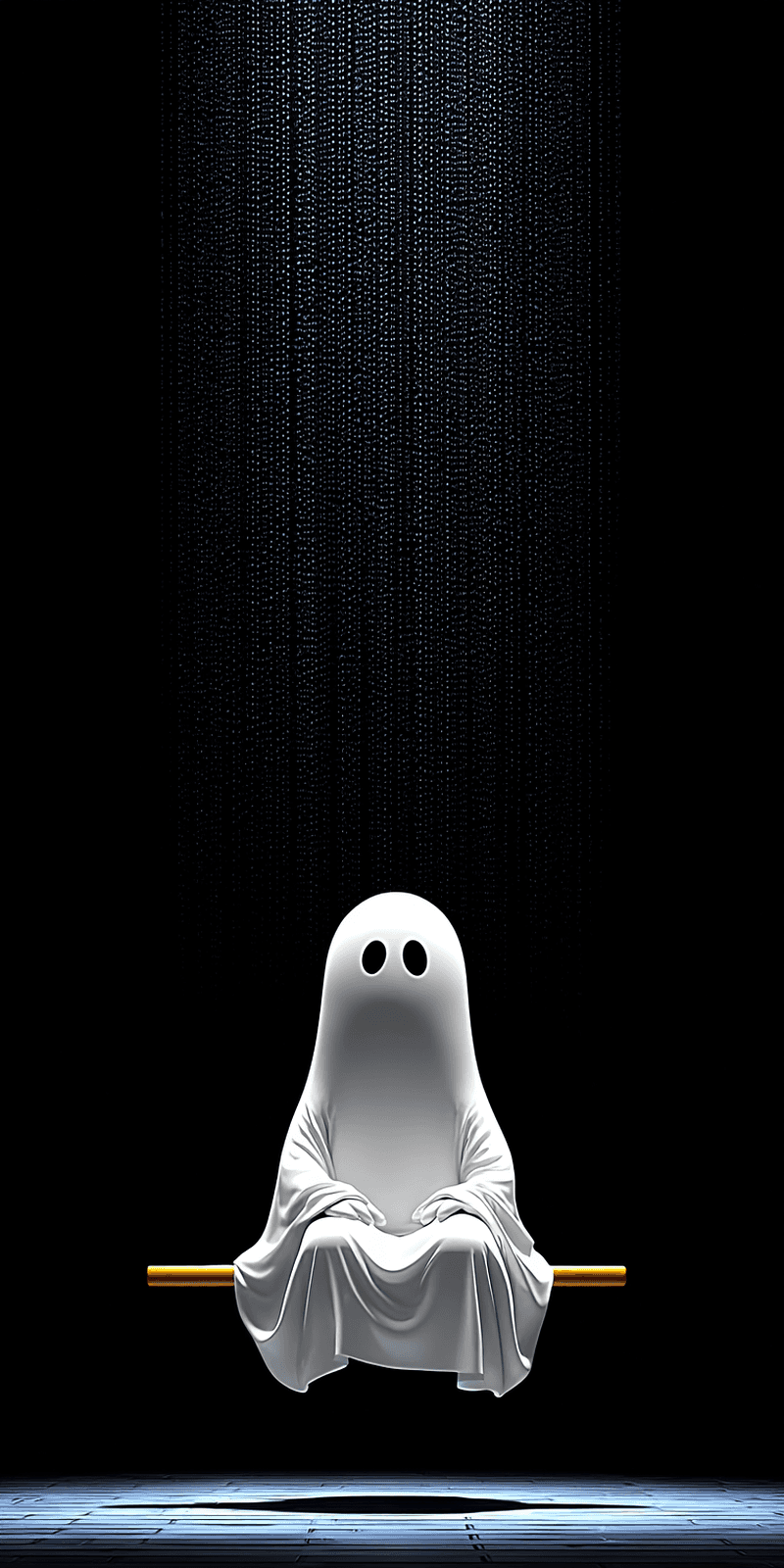 Cute Meditation Ghost Wallpaper – Minimal Floating Ghost Dark Background - ghost mobile Wallpaper | Picmaze