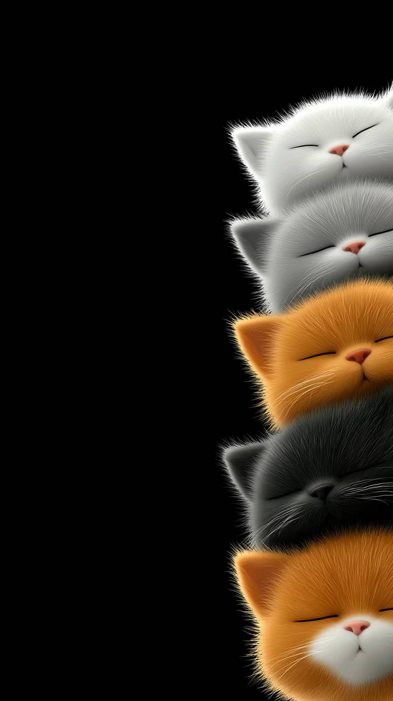 Sleeping Kittens Minimal Black Aesthetic Cute Wallpaper Wallpaper | Picmaze