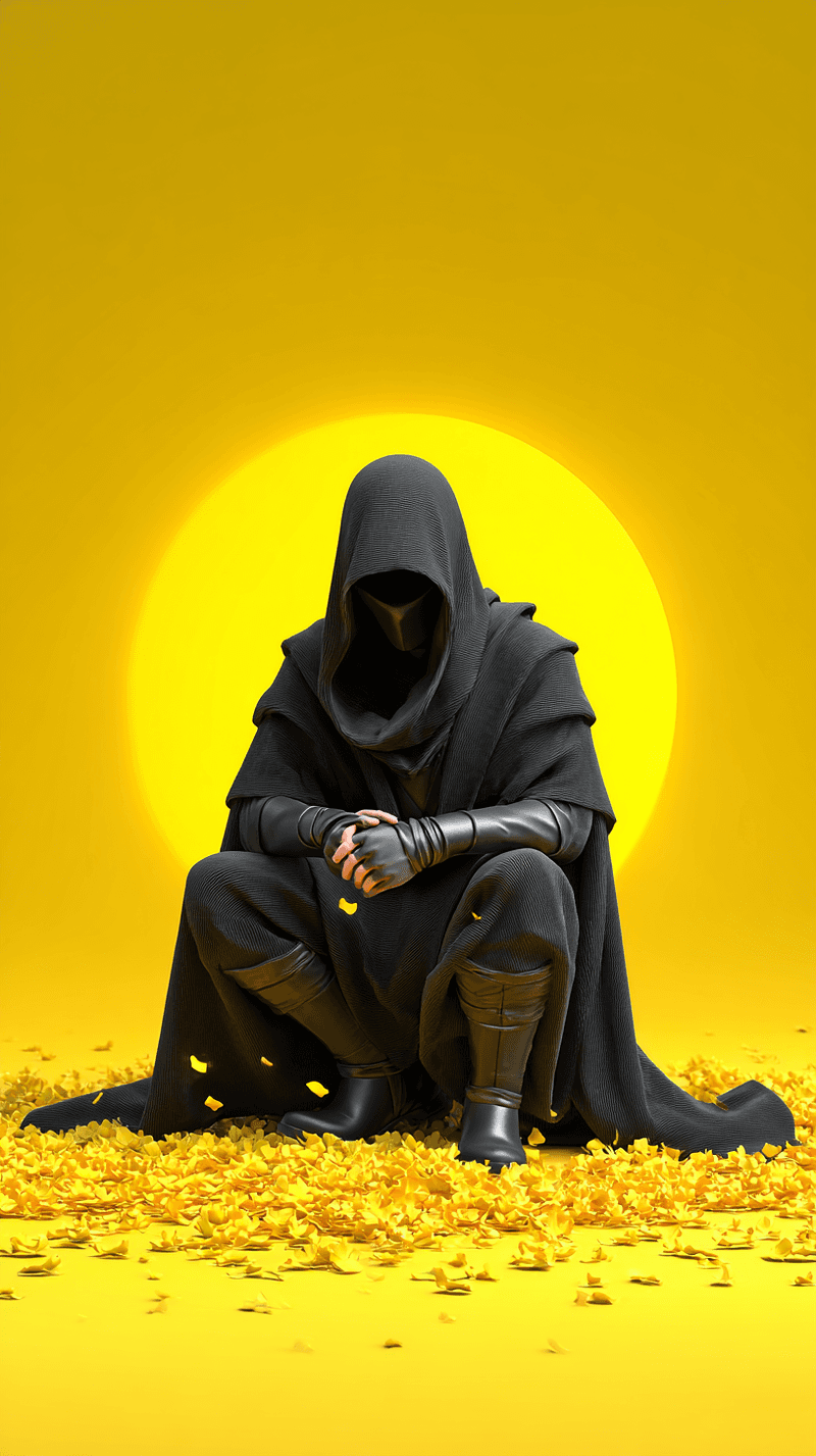 Dark Hooded Phantom Android Wallpaper – Mysterious Warrior Yellow Sun Background - Ninja Wallpapers  mobile Wallpaper | Picmaze