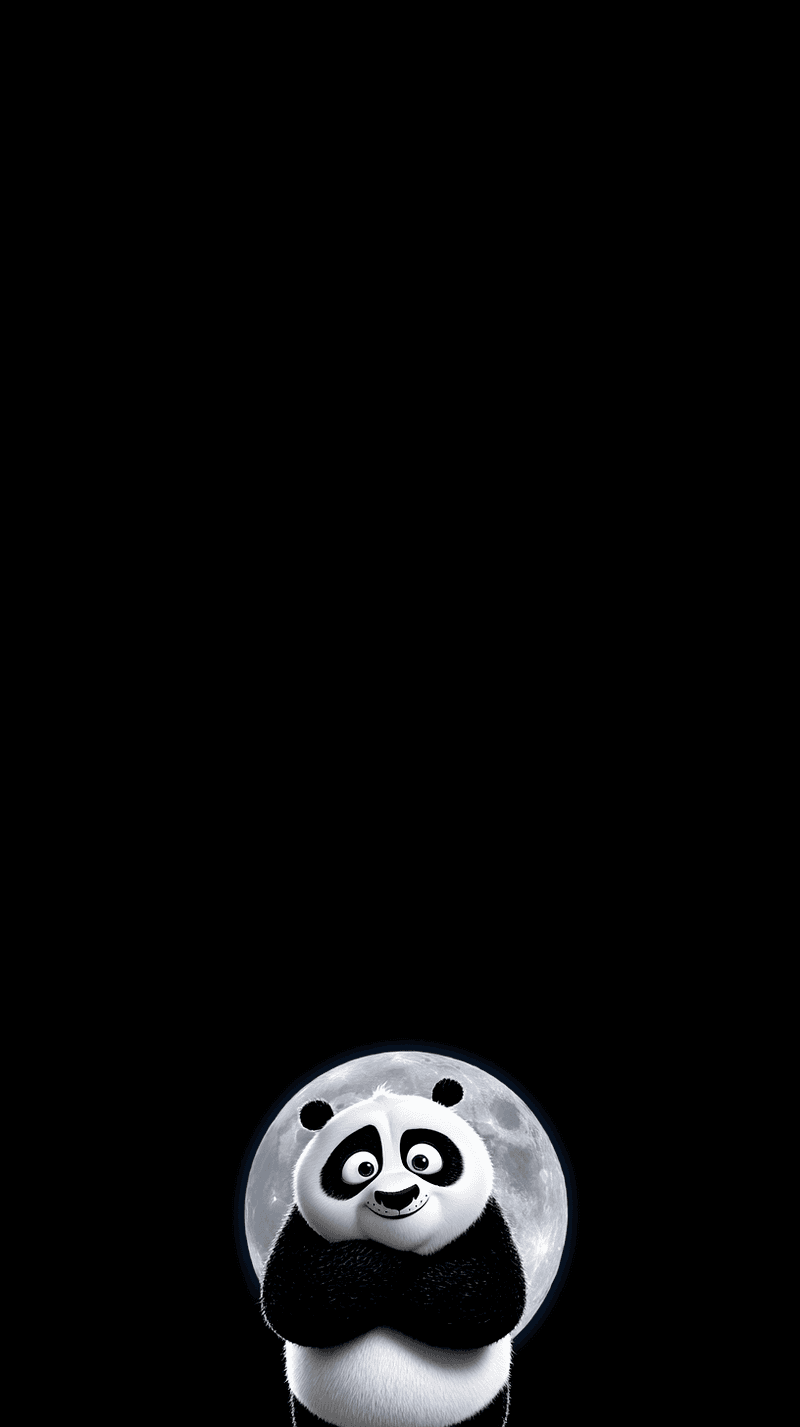 Cute Panda with Moon Android Wallpaper – Cartoon Panda Night Sky Minimal Dark Background - Panda Wallpapers mobile Wallpaper | Picmaze