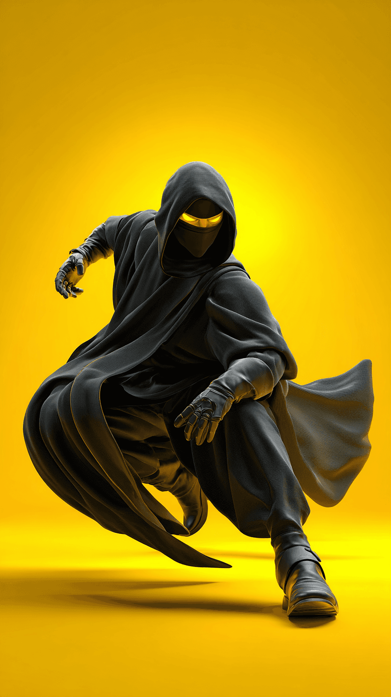 Dark Stealth Ninja Android Wallpaper – Hooded Warrior with Glowing Eyes Yellow Background - Ninja Wallpapers  mobile Wallpaper | Picmaze