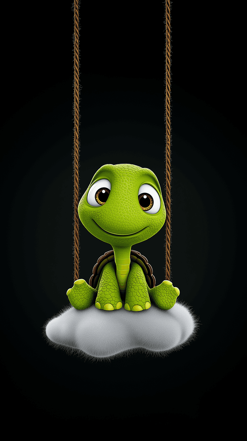 Cute Turtle on Cloud Swing Wallpaper 4K - NATURE mobile Wallpaper | Picmaze