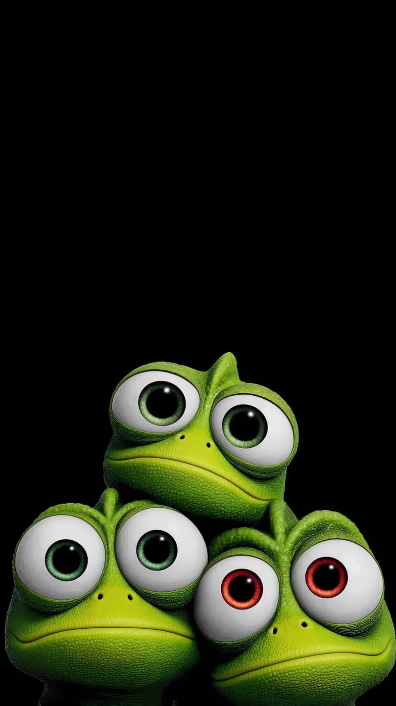 Cute Chameleon Trio Close-Up with Big Eyes Dark Wallpaper - Chameleons mobile Wallpaper | Picmaze