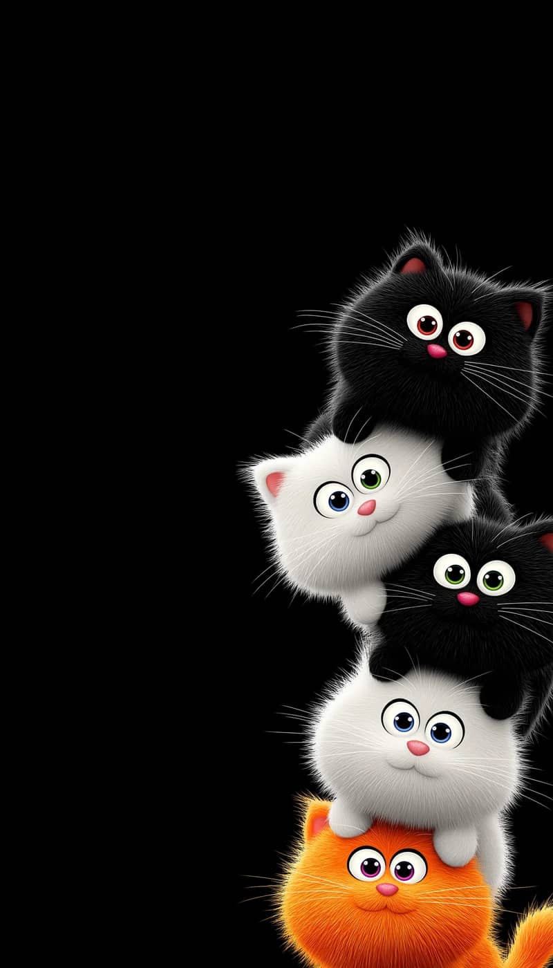 Cute Stacked Kittens Wallpaper 4K Black Background HD Wallpaper | Picmaze