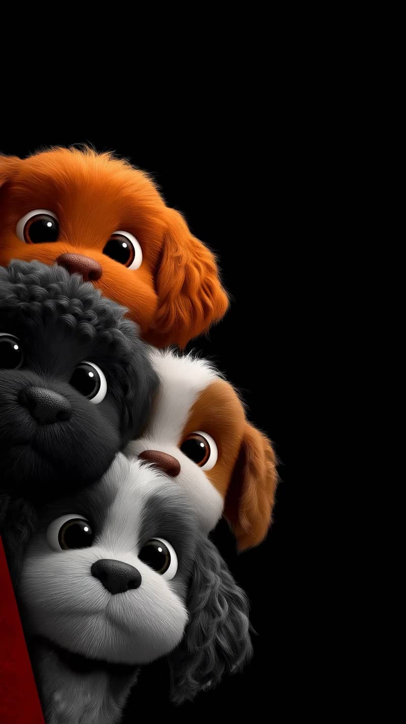 Cute Puppy Peeking Corner Black Background 4K Wallpaper - Dogs wallpaper mobile Wallpaper | Picmaze