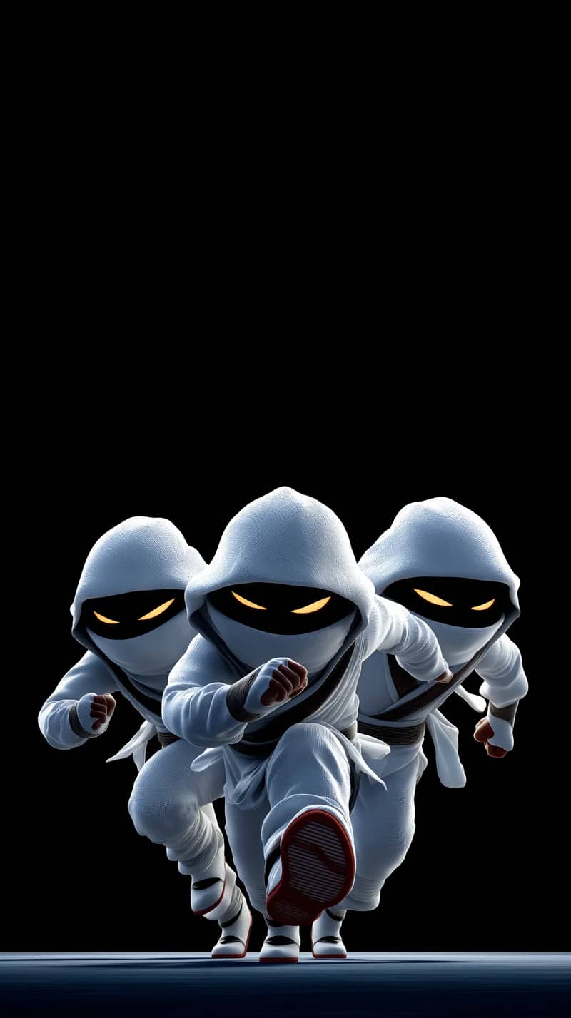 Triple White Ninja Squad Running 4K HD Wallpaper - Ninja Wallpapers  mobile Wallpaper | Picmaze
