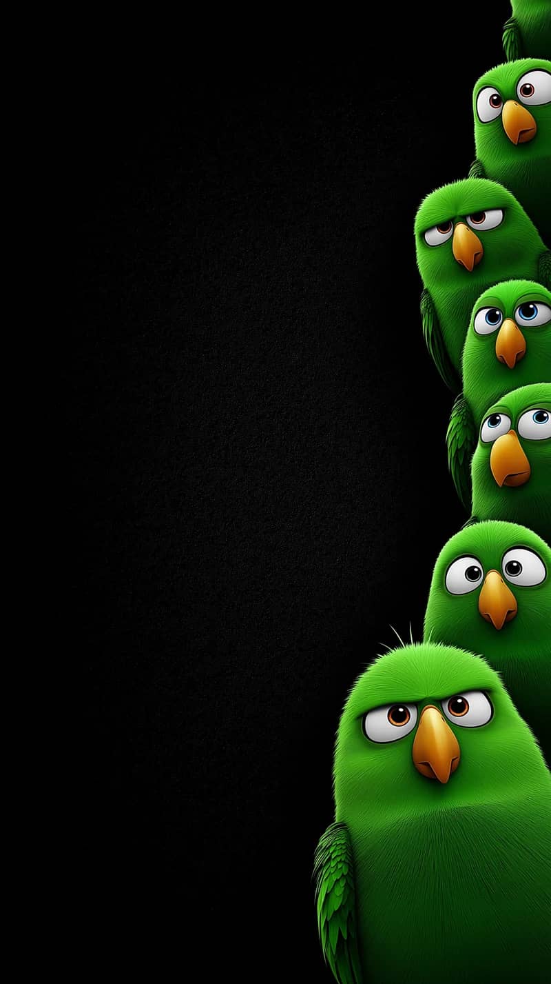 Moody Green Parrots Side Minimal Dark Wallpaper HD - parrots mobile Wallpaper | Picmaze