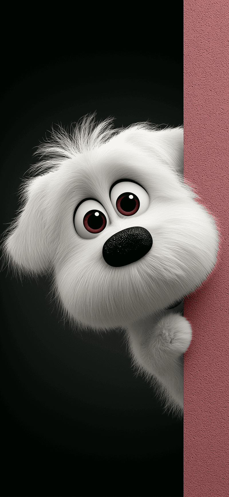 Cute White Puppy Peeking 3D Wallpaper Dark Aesthetic 4K - ios wallpapers mobile Wallpaper | Picmaze
