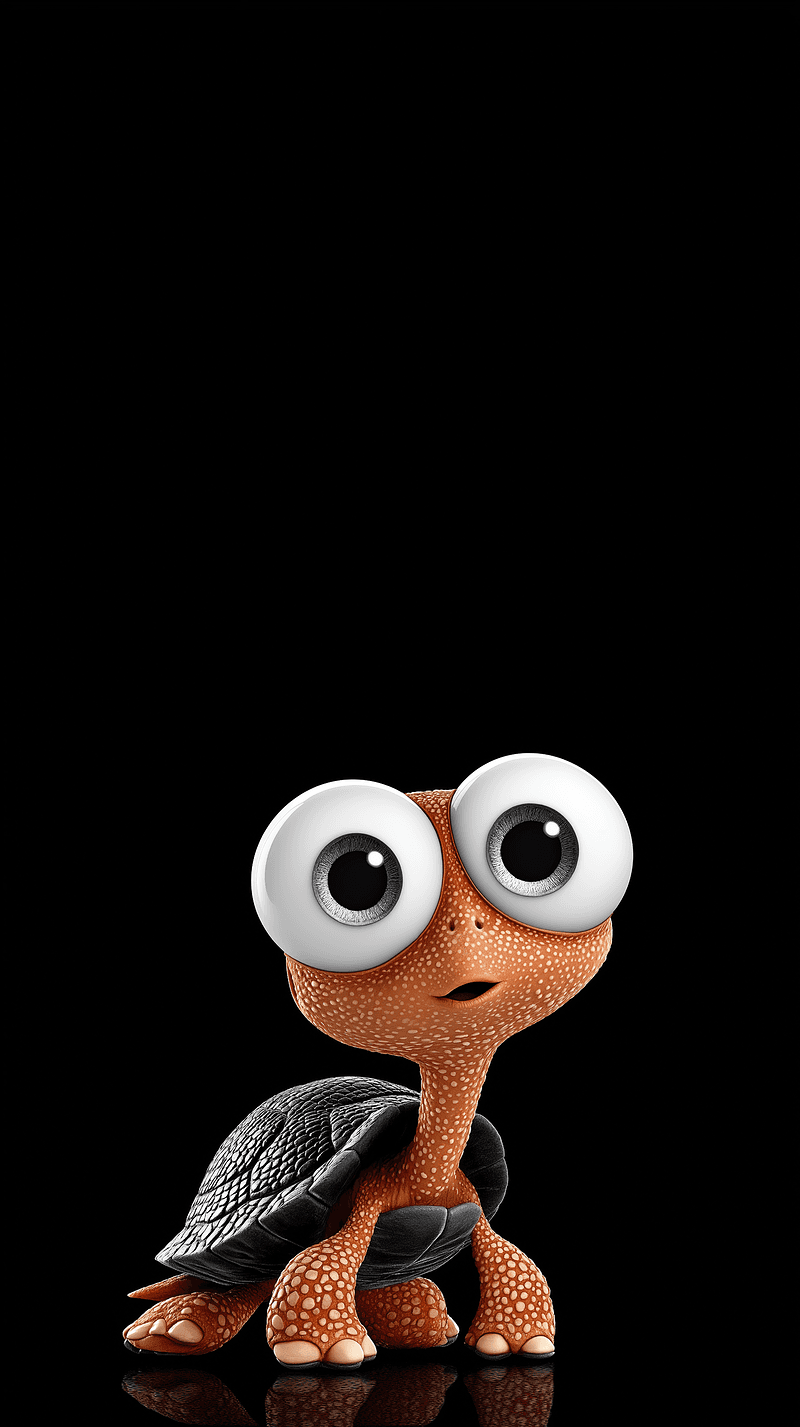 Cute Cartoon Baby Turtle Android Wallpaper – Big Eyes Orange Turtle Dark Background - Turtle mobile Wallpaper | Picmaze