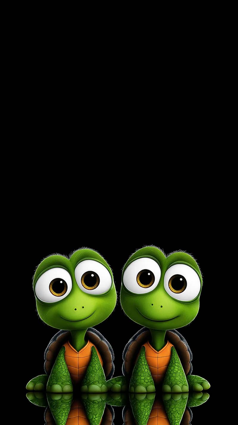 Cute Turtle Duo Reflection Wallpaper 4K Dark HD - Turtle mobile Wallpaper | Picmaze