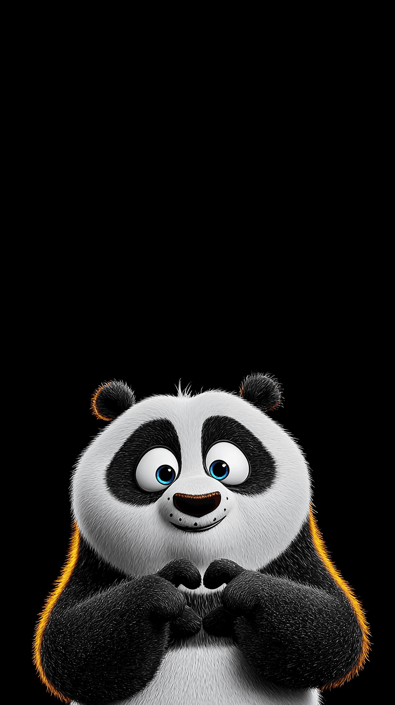 Cute Panda Making Heart Hands Wallpaper – Adorable Cartoon Panda Android Background - Panda Wallpapers mobile Wallpaper | Picmaze