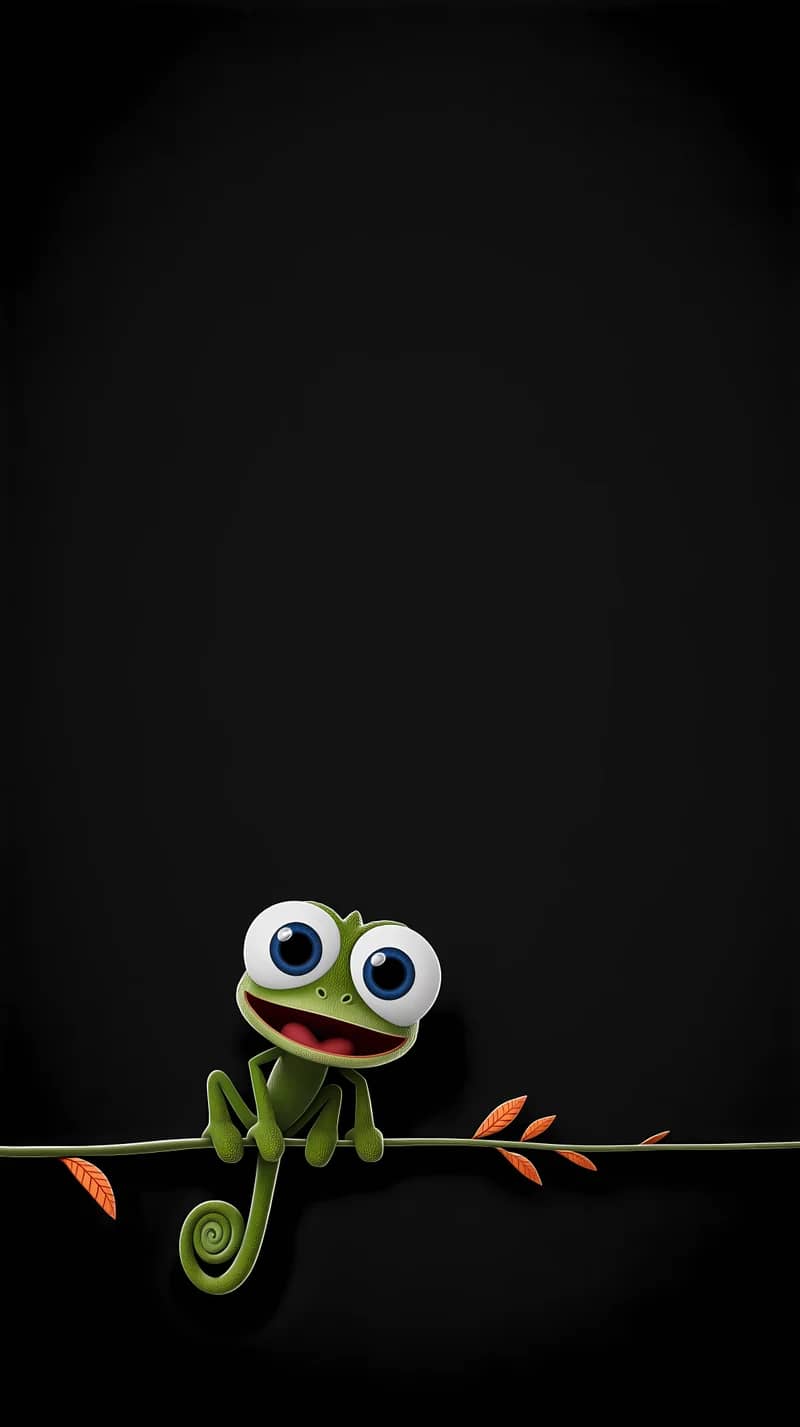 Adorable Chameleon on Branch Dark Minimal Wallpaper - Chameleons mobile Wallpaper | Picmaze