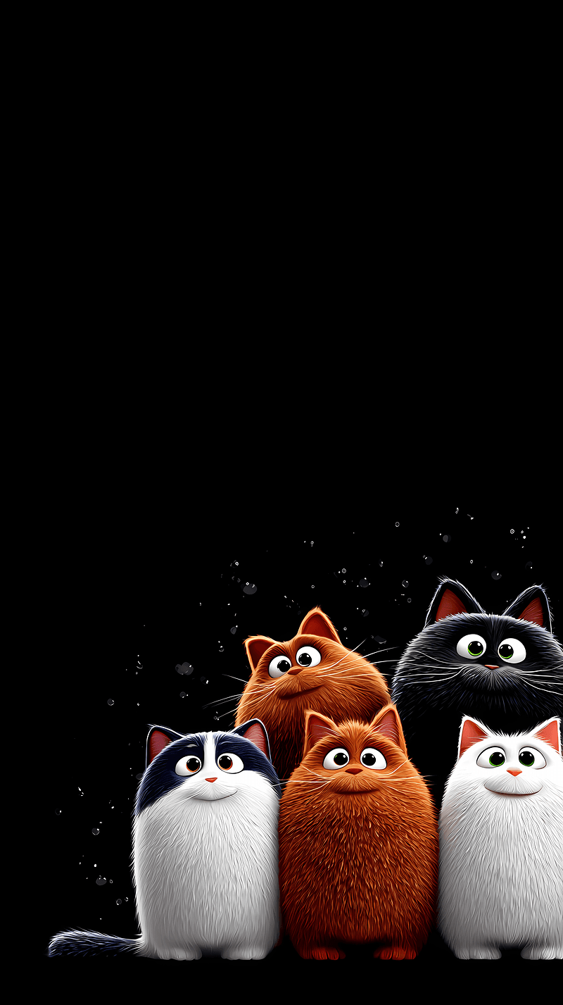 Cute Fluffy Cat Squad Wallpaper – Adorable Cartoon Kittens Dark Aesthetic Android Background - Cat Wallpapers mobile Wallpaper | Picmaze