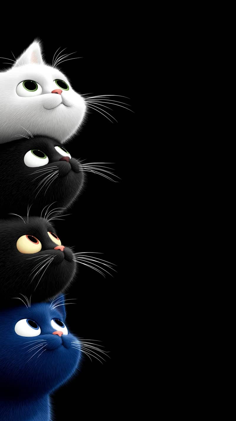 Cute Colorful Cats Looking Up Wallpaper 4K Black Background Wallpaper | Picmaze