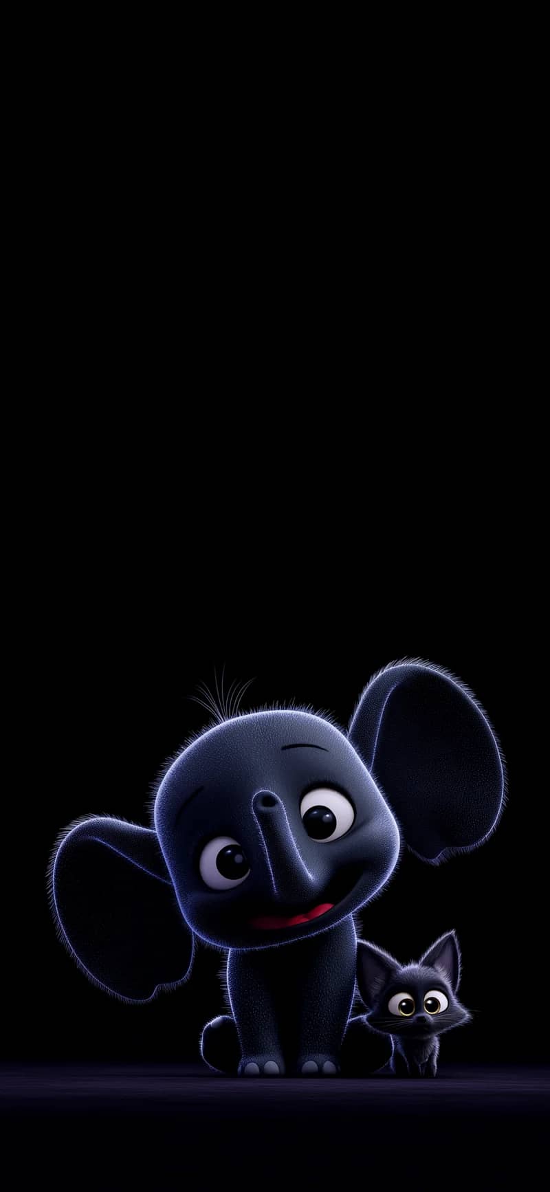Cute Elephant and Kitten Dark Minimal 4K iPhone Wallpaper Wallpaper | Picmaze