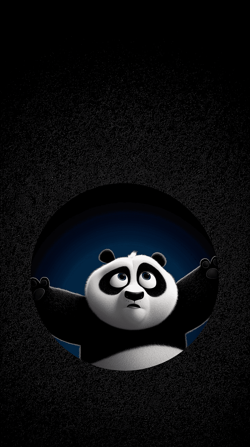 Cute Panda Peek Through Hole Android Wallpaper – Cartoon Panda Minimal Dark Background - Panda Wallpapers mobile Wallpaper | Picmaze