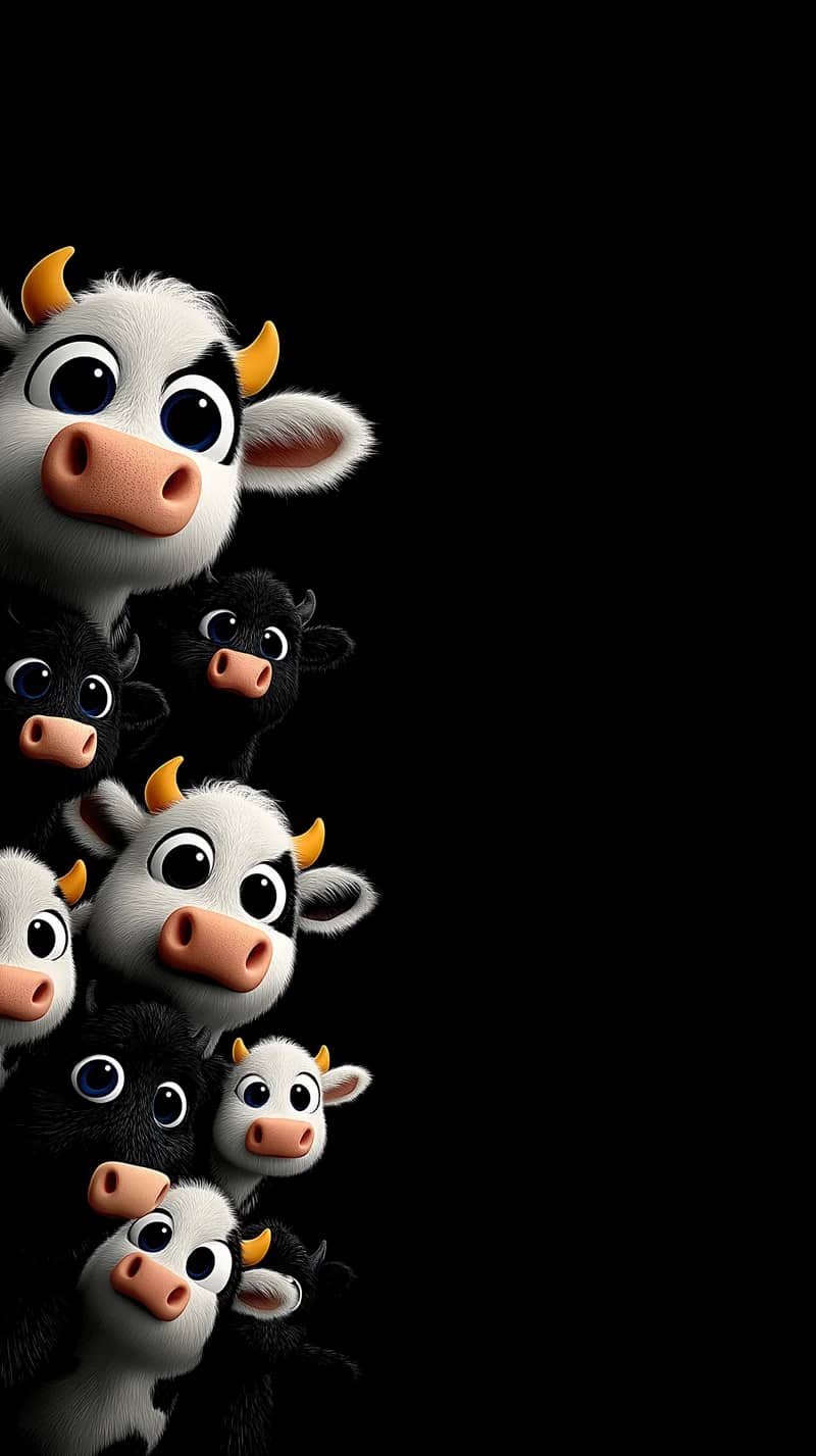 Cute Cartoon Cow Wallpaper with Side Peek Layout Wallpaper | Picmaze