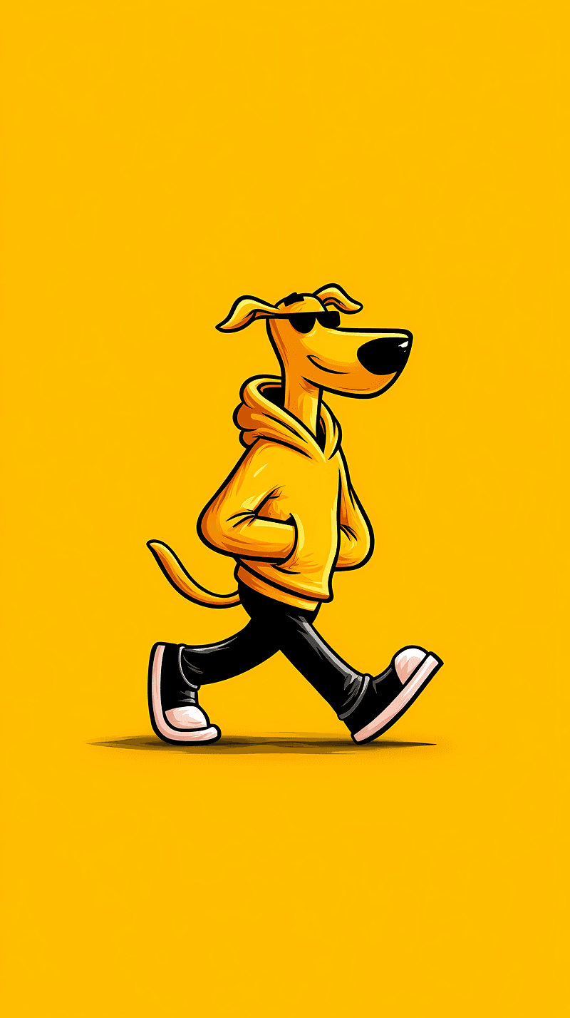 Cool Cartoon Dog Walking Yellow Android Wallpaper - Dogs wallpaper mobile Wallpaper | Picmaze