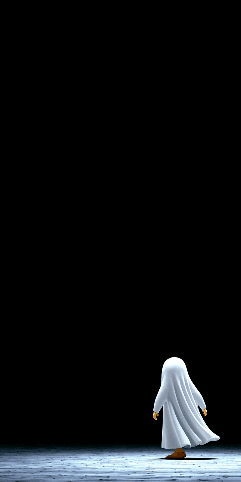 Minimal Walking Ghost Wallpaper – Cute Spooky Cartoon Ghost Black Background - ghost mobile Wallpaper | Picmaze