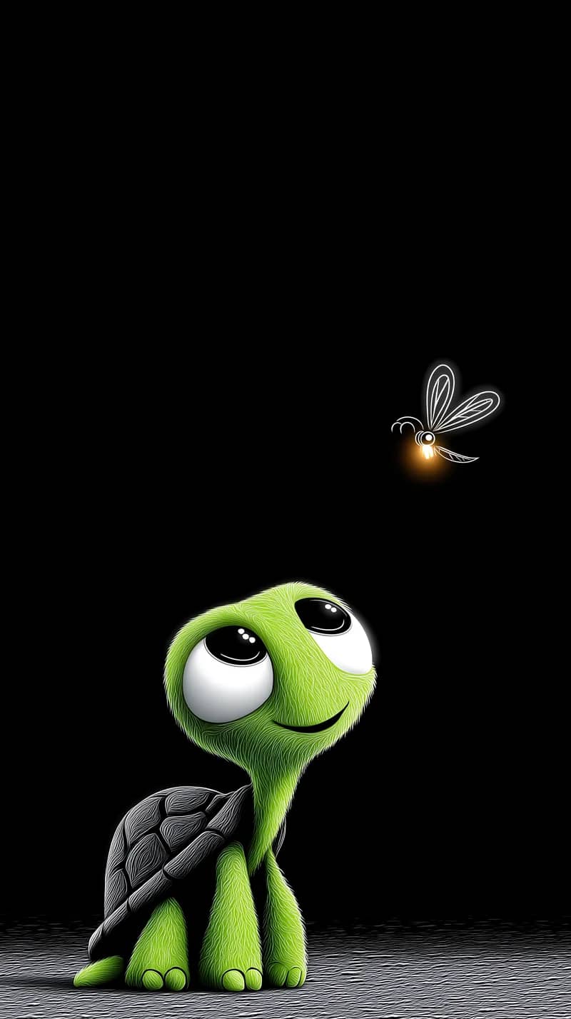 Curious Turtle & Firefly Glow Dark Cute Wallpaper - Turtle mobile Wallpaper | Picmaze